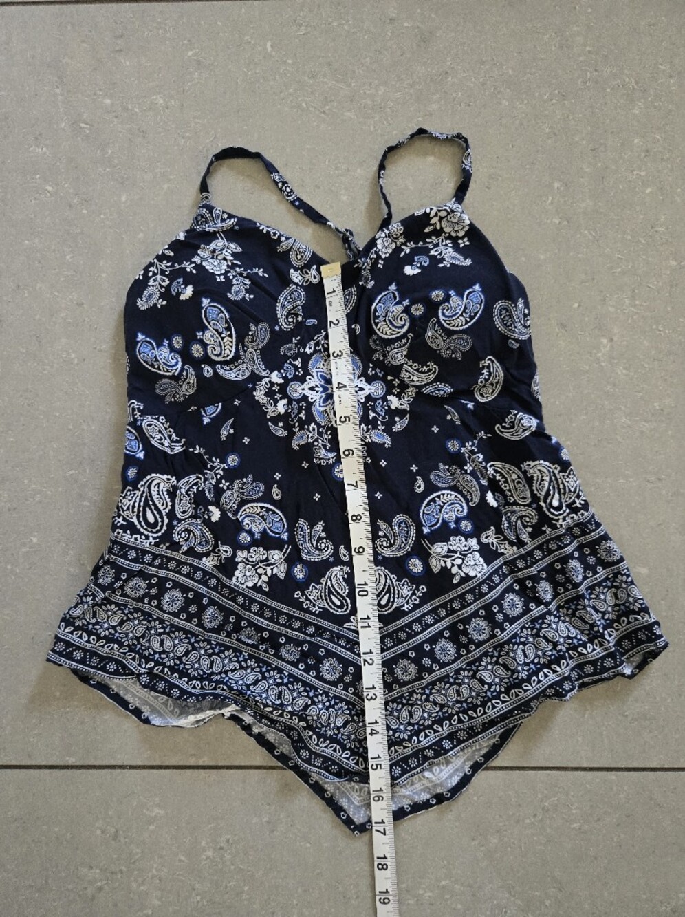 No Boundaries Navy Blue Paisley One-Piece Swimsuit